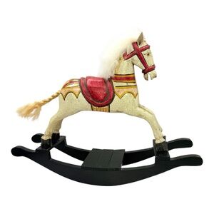 Vintage Wooden Paper Mache HandPainted Rocking Horse Toy Antique Decor 11”x9”x3”